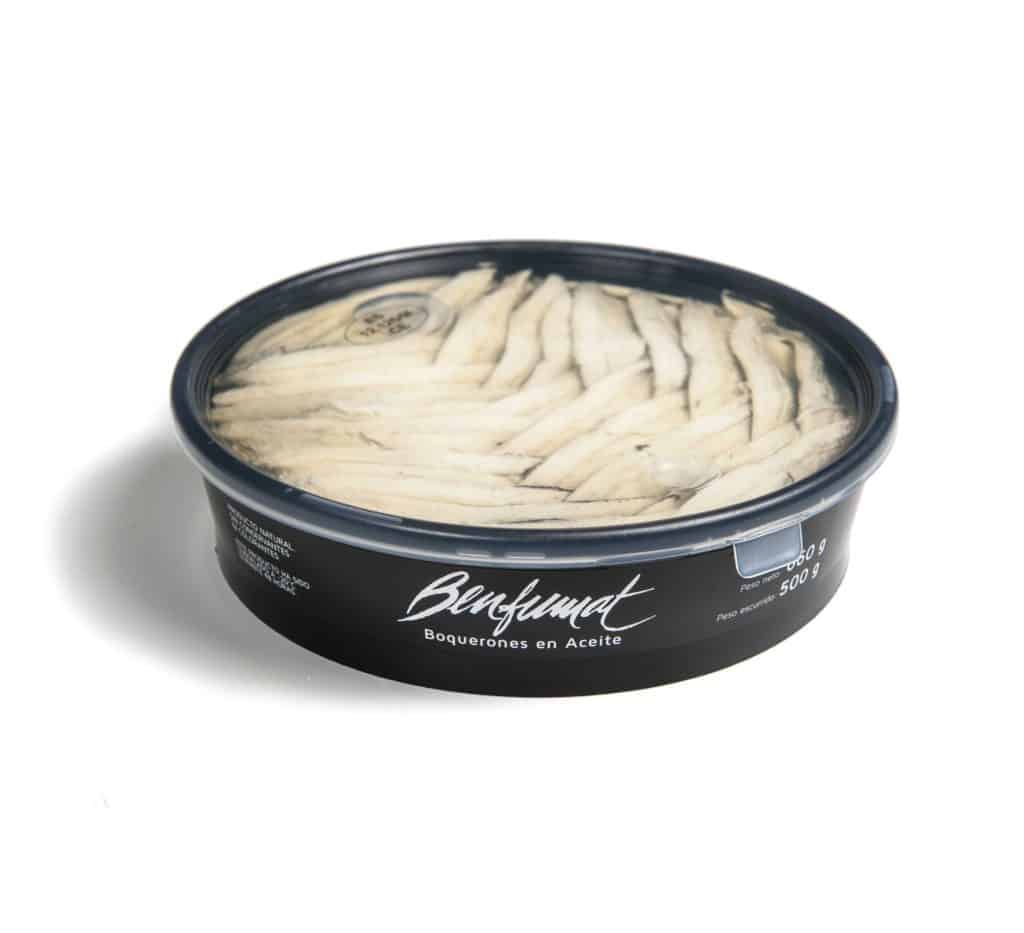 White anchovies marinated in vinegar 500 g container Benfumat